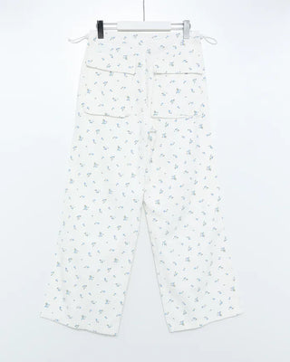 Flower pattern cotton pants