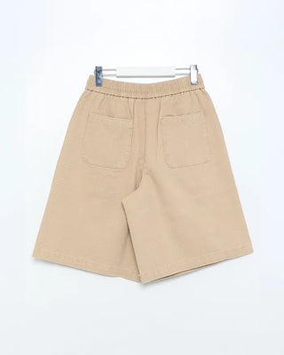 (Unisex) Cotton Wide Half Pants with Drawstring Waist