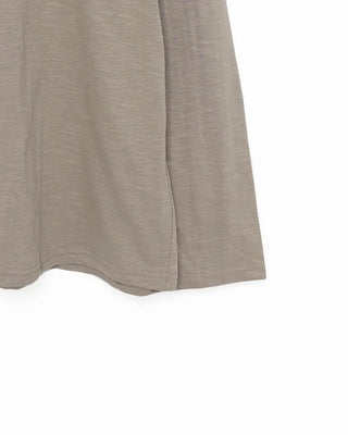U-neck cotton button-down long-sleeved T-shirt