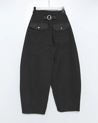 Back pocket polka dot wide pants