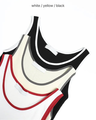 Two-tone ribbed tank top