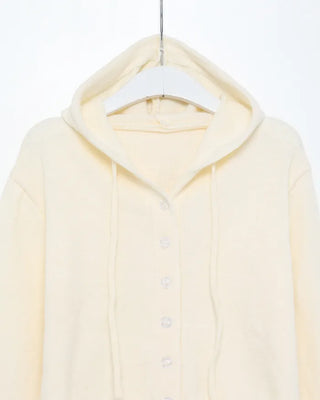 Wide Rib Hem Knit Cardigan Hoodie