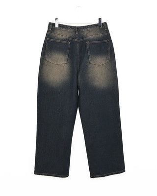 Vintage Wash Wide Fit Denim Pants