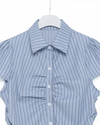 Front shirred short-sleeved shirt