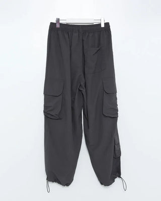 Nylon cargo pants with elastic waistband