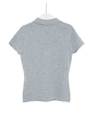 Colored neck button short-sleeved knit