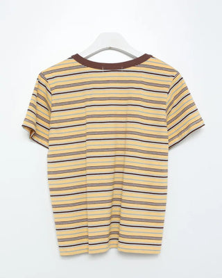Multi-stripe half-sleeve T-shirt