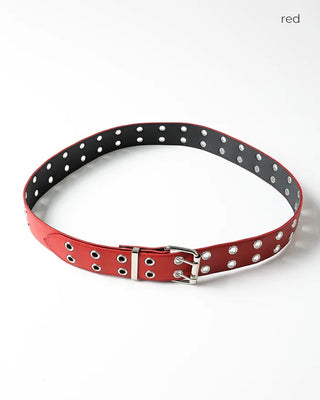 Double eyelet leather belt