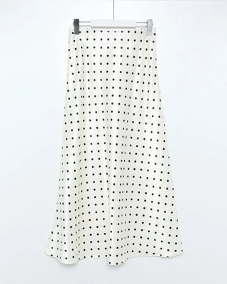 Polka Dot Satin Long Skirt