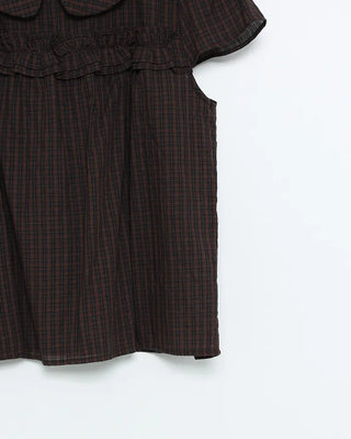 Frilled Shirring Check Blouse