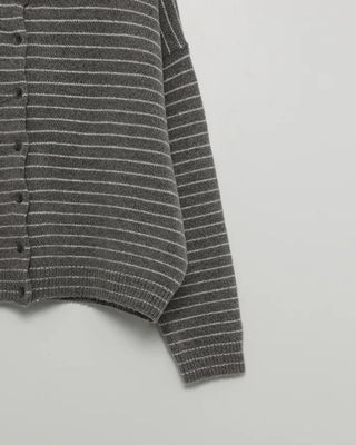 Lambswool striped knit cardigan
