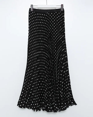 Dot Point Pleated Long Skirt