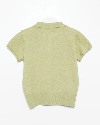 Button Collar Knit Polo Top
