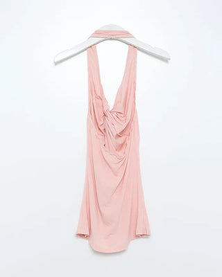 Halter neck shirred sleeveless top