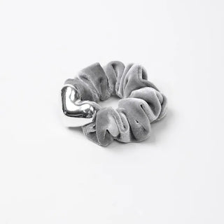 Velvet heart hair tie