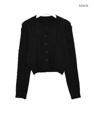 Cable Round Neck Cropped Cardigan