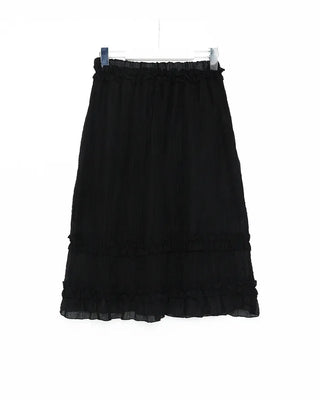 Sheer ruffle layered midi skirt