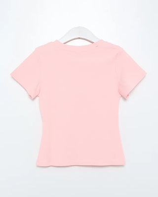 Ribbon Print Crop Short Sleeve T-Shirt