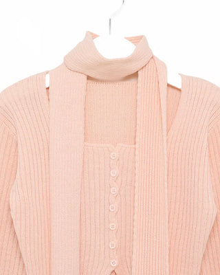 Ribbed cardigan and scarf set