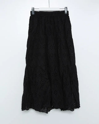 Perforated lace maxi skirt