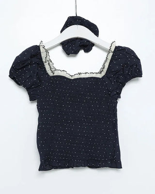 Dot smoke short-sleeved blouse