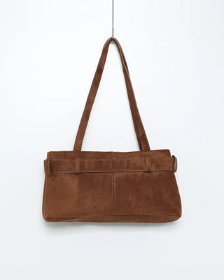 Suede buckle shoulder bag