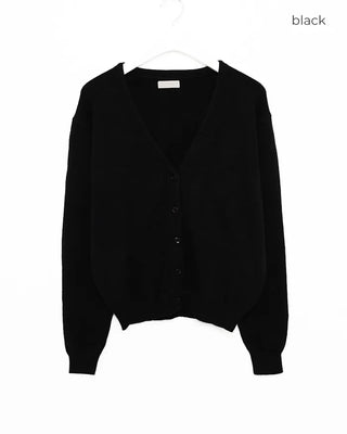 V-neck drop-shoulder rayon cardigan