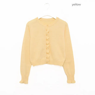 Button-up ruffle knit cardigan