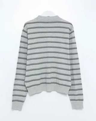 Striped knit polo shirt