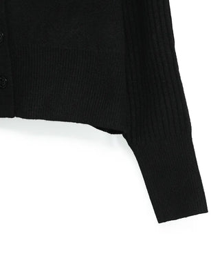 Ribbed Point High Neck Hooded Cardigan