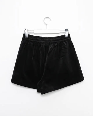 Waist bag, elastic waistband, pleated velvet shorts