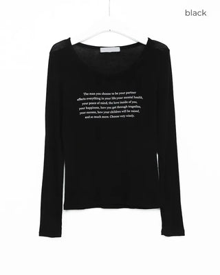 Lettering Cropped Long-Sleeve T-Shirt