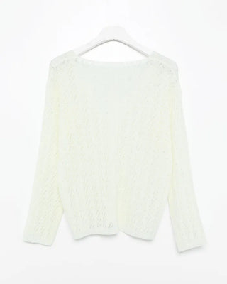V-neck perforated knit