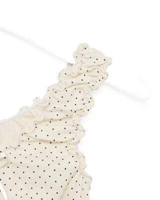 Pindot Ribbon Gathered Elastic Tank Top