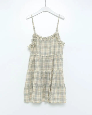 Checked frill camisole mini dress