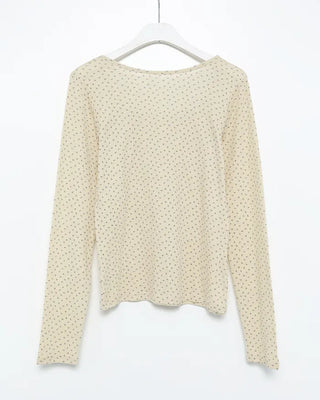 2-way neck floral rib long T-shirt