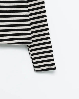 Striped semi-cropped long-sleeve T-shirt