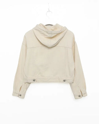 Cropped hooded denim jacket