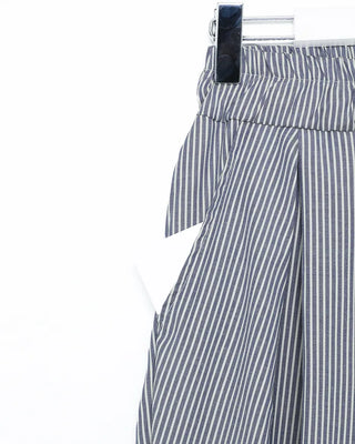 Striped pleated elastic waist pants