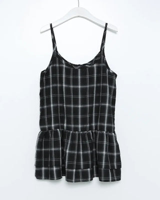 Checked sleeveless bustier