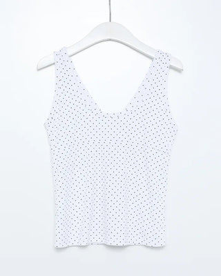 V-neck polka dot sleeveless top