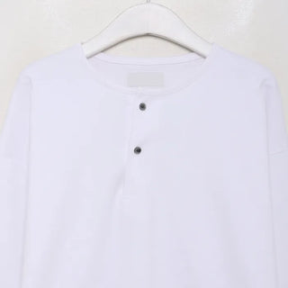 Henley neck long-sleeve T-shirt