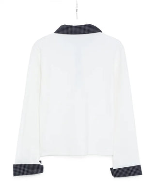 Check detail long-sleeve T-shirt