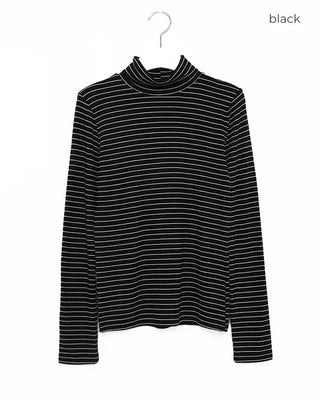 Basic striped turtleneck T-shirt