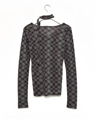 Checkered scarf T-shirt
