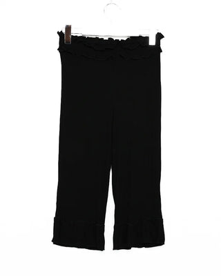 Frilled Ribbed Capri Pants
