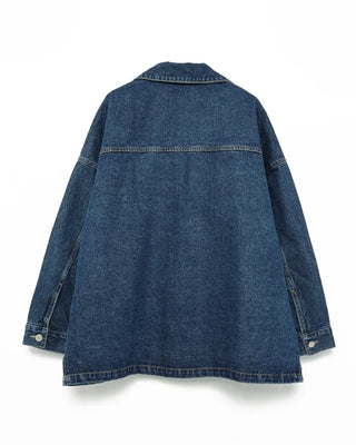 Bust patch pocket oversized denim jacket