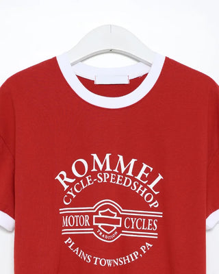 Ringer lettering half T-shirt