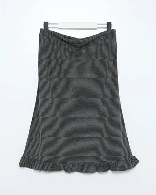 Frilled hem border midi skirt