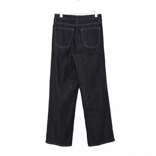 (Unisex) Two-pleat rigid denim pants